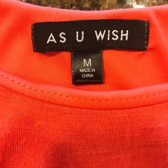 As U Wish Hi-Lo dress Medium.  Orange and Teal - Picture 7 of 7